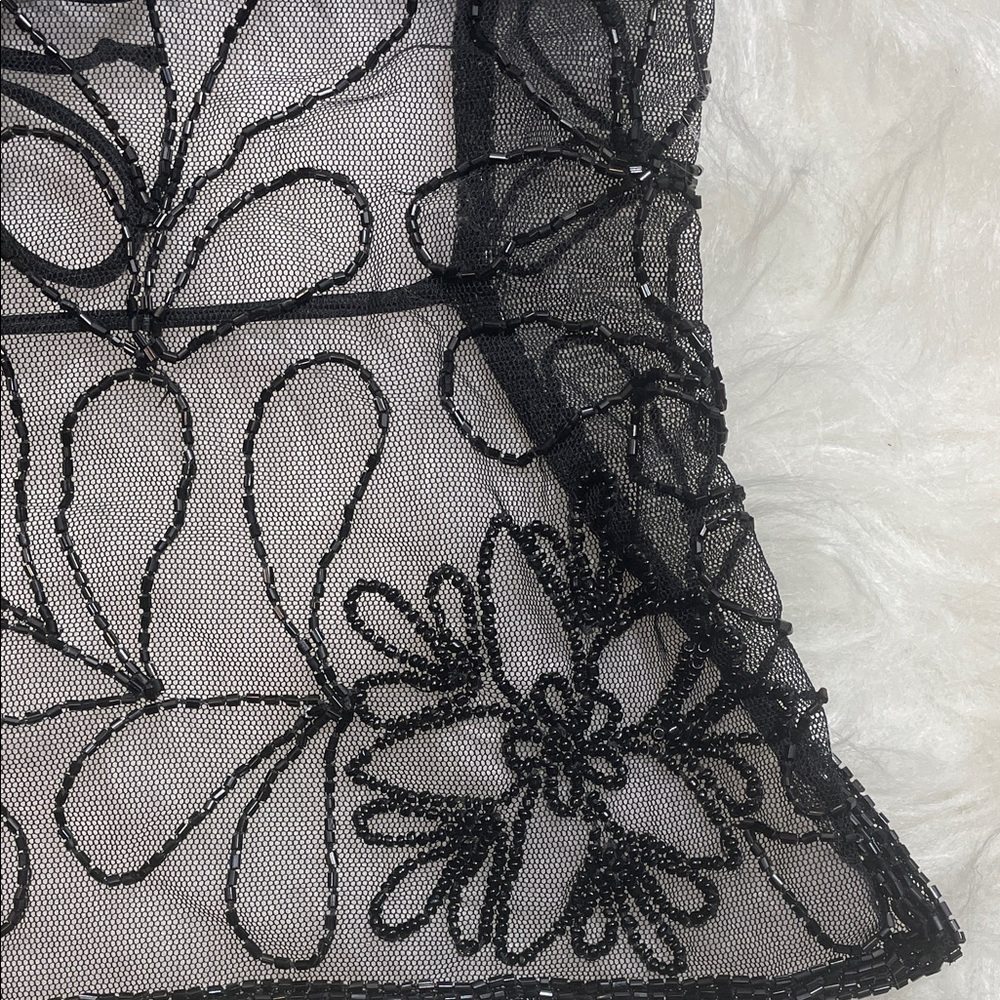 Black Sheer Floral Halter Top - Picture 8 of 12